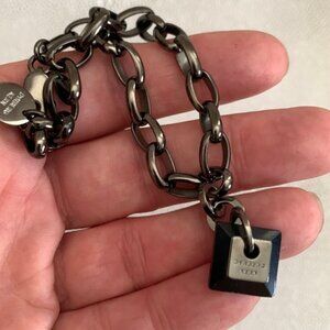 Dyrberg/Kern Botta Onyx charm gunmetal chain bracelet